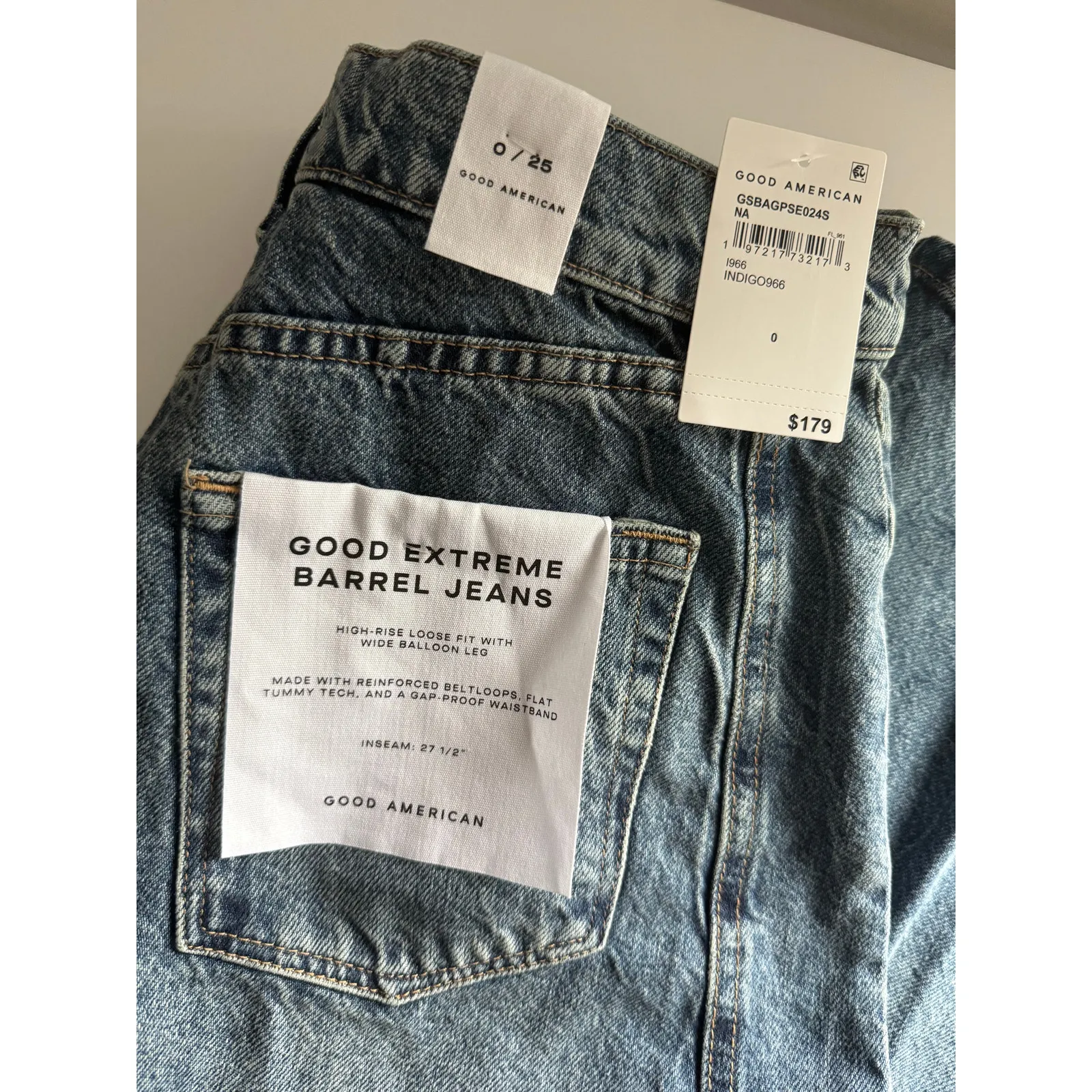 $179 New Good American Good Extreme Barrel Jeans - 0 / 25 - Image 12