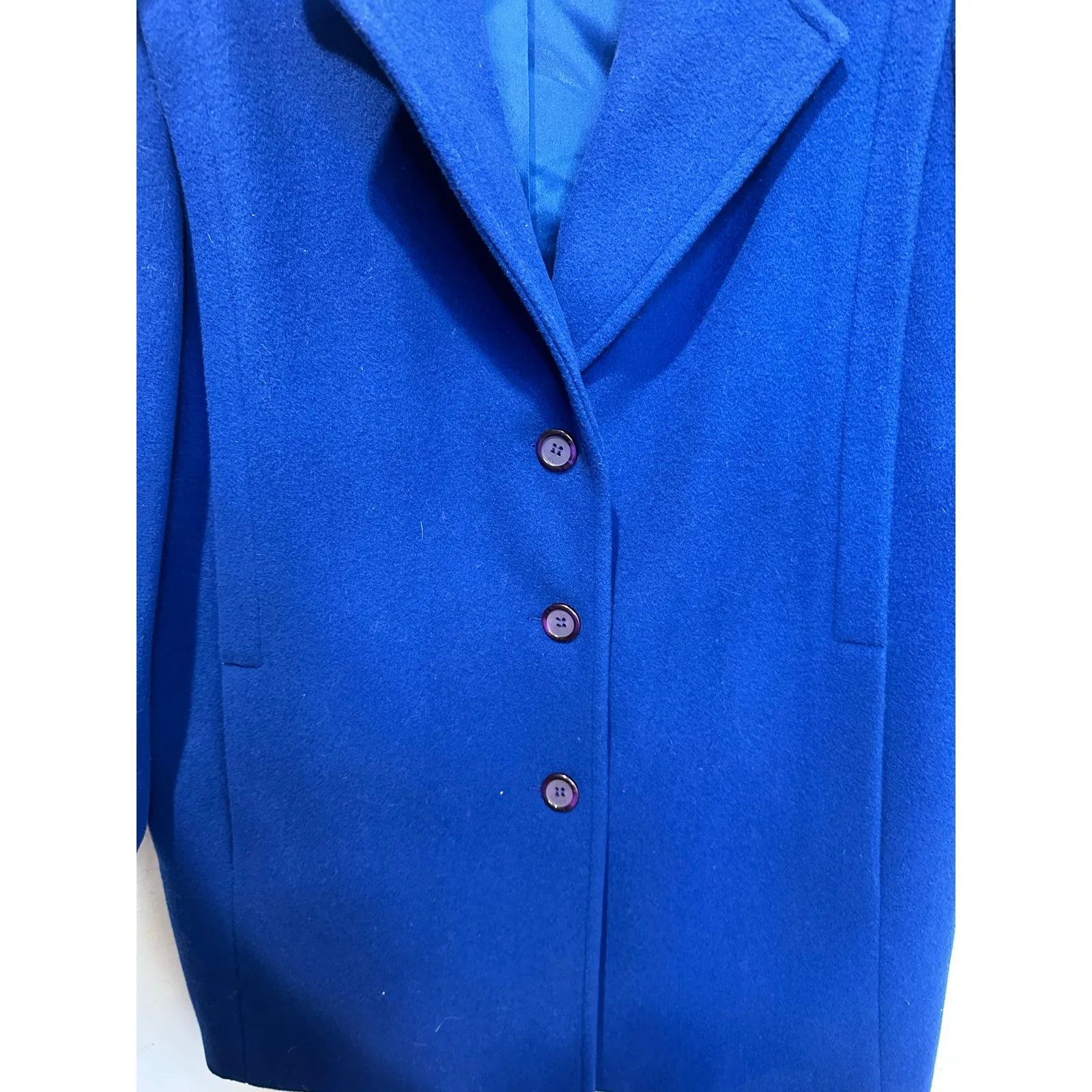 Vintage MACKINTOSH Of New England Blue Pea Coat Pure Wool Jacket size 16 - Image 10