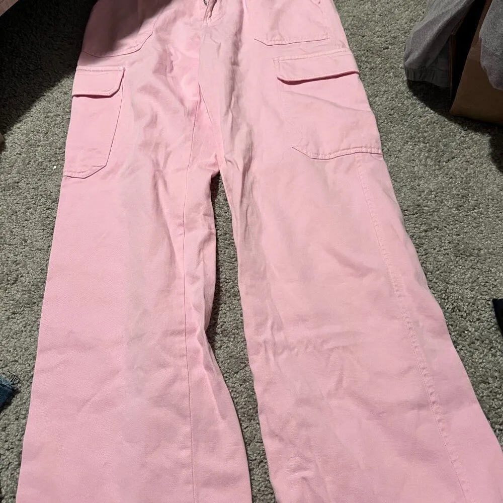 Zara bubblegum pink cargo jeans 6 - Image 4