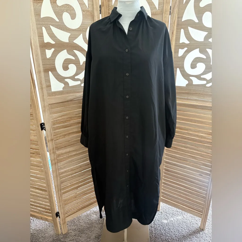 Moussy Black Button Down Shirt Dress MIDI - Image 3