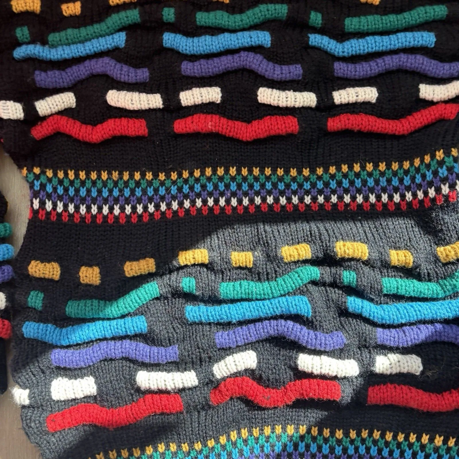 Carducci VTG 80s S Women's 3D Chunky Knit Sweater Wool Black Coogi Style - Image 5