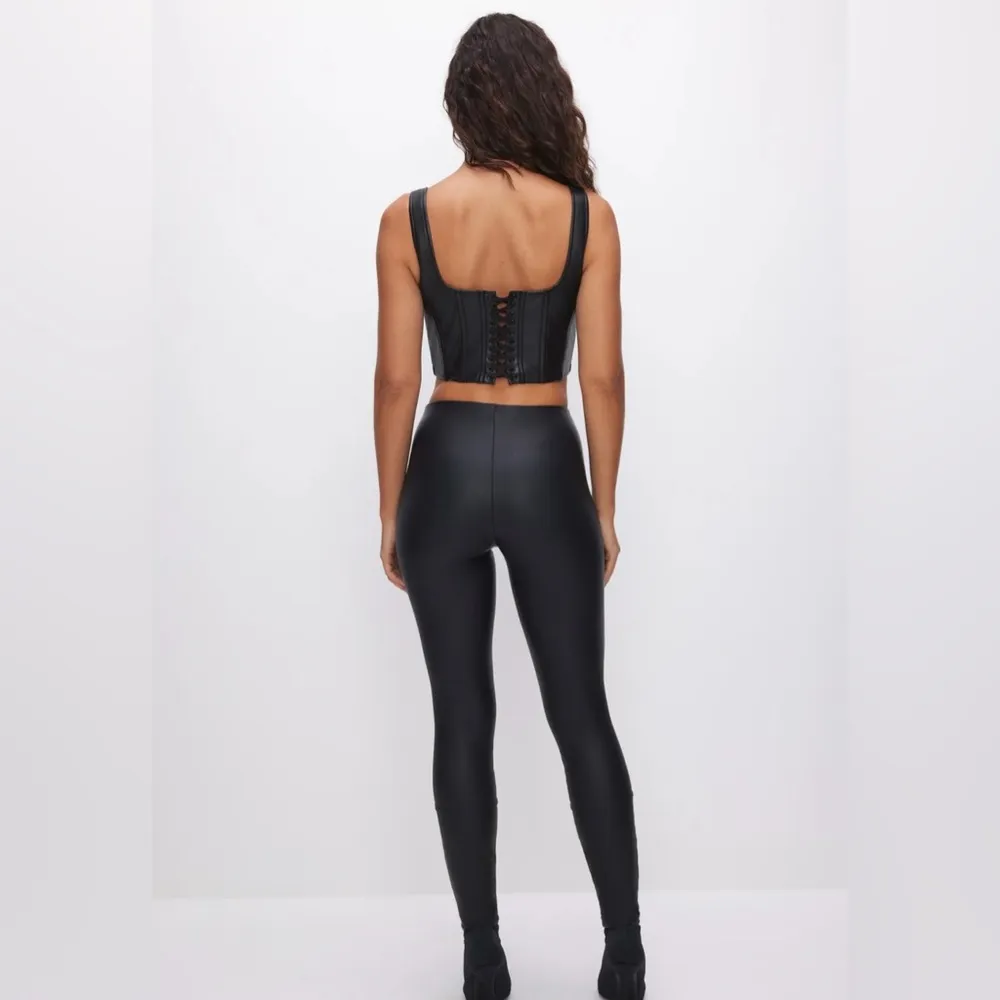 Good American GOOD WAIST FAUX LEATHER LEGGINGS Women’s Black Size 2 Medium - Image 2