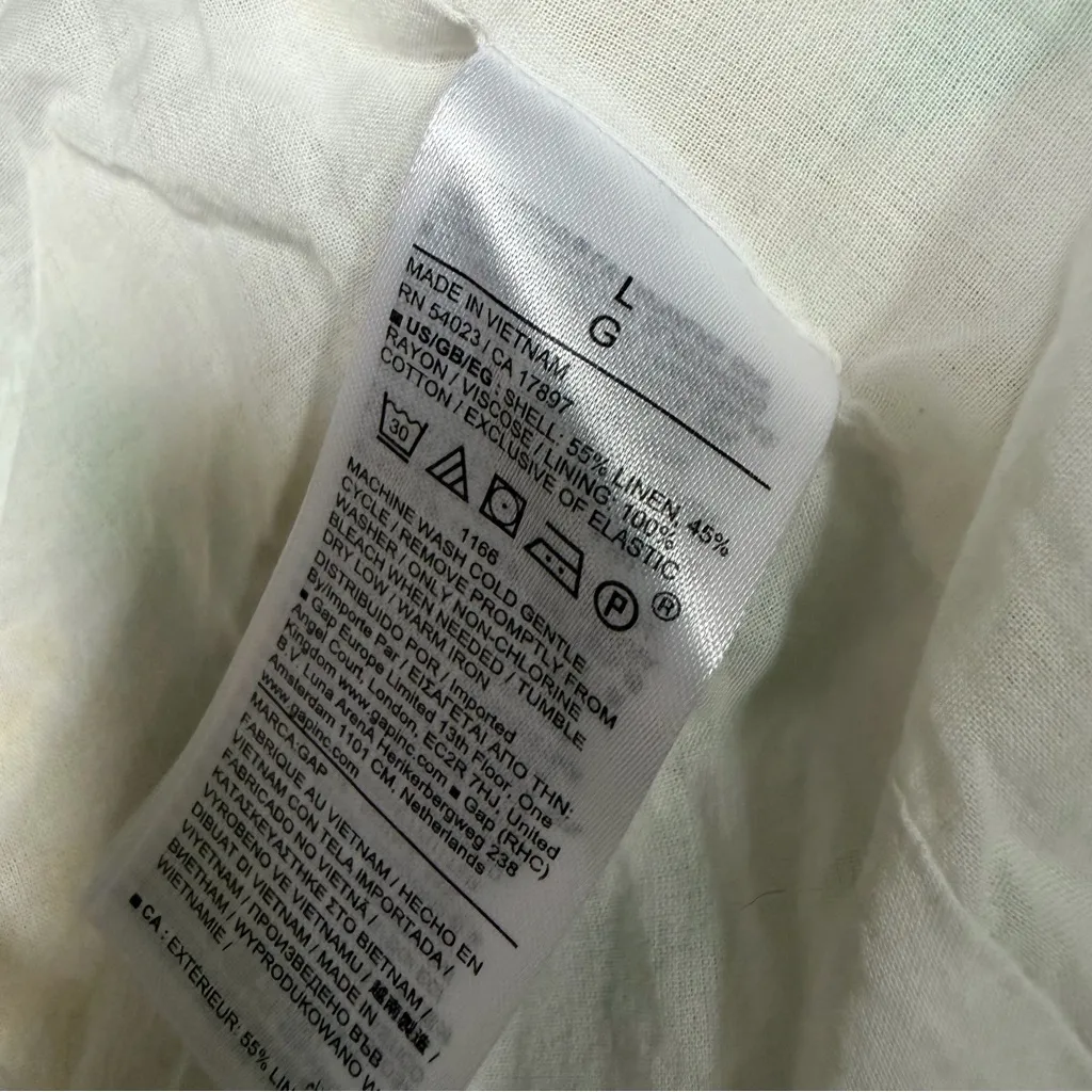 Gap lemon print cotton linen cotton mini sun dress size large side zip smocked - Image 7