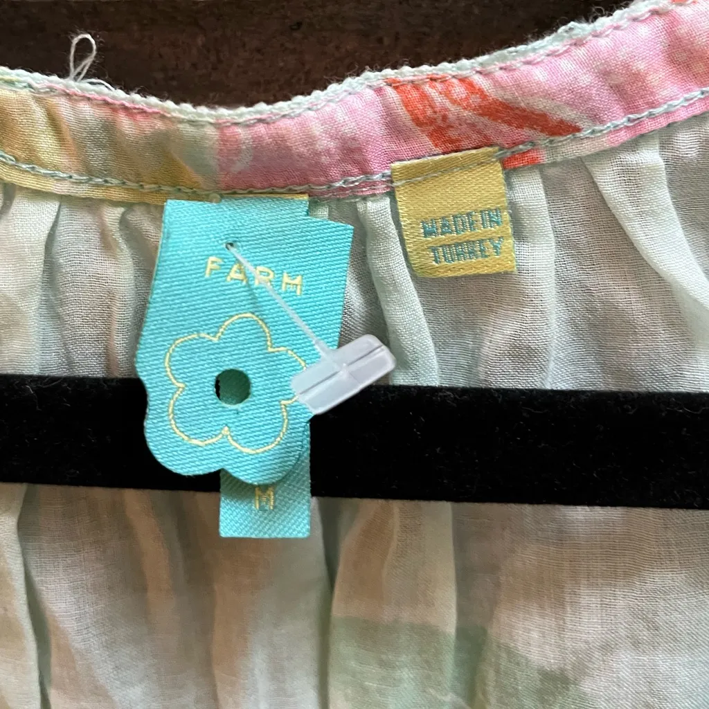 Anthropologie Farm Rio Basel Peasant Top Blue Medium - Image 5