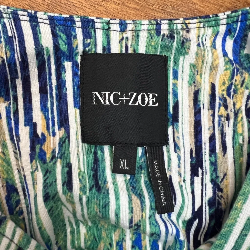 Nic+Zoe Dress‎ XL Blue Geometric Gathered Waist Twist Stretch Knit Sleeveless - Image 11