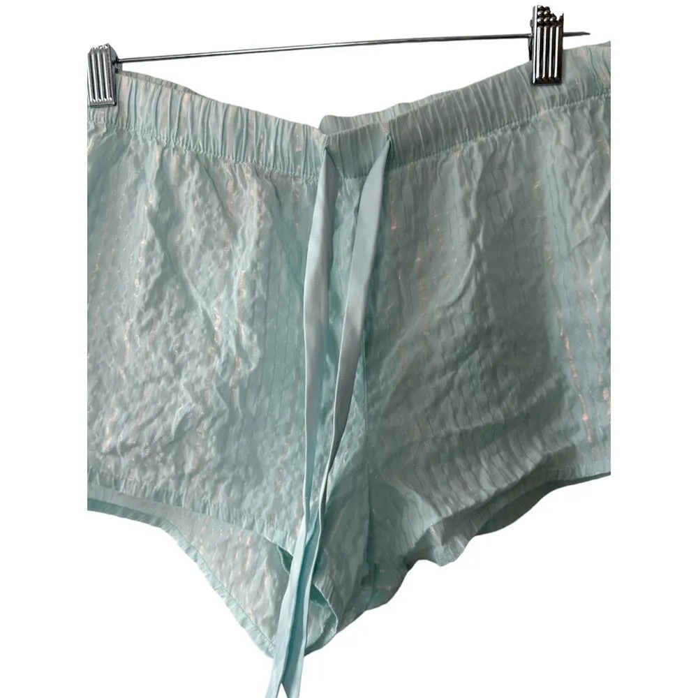 Victoria's Secret Blue & Silver Stripe Cotton Blend Pajama Shorts Women's Large - Image 4