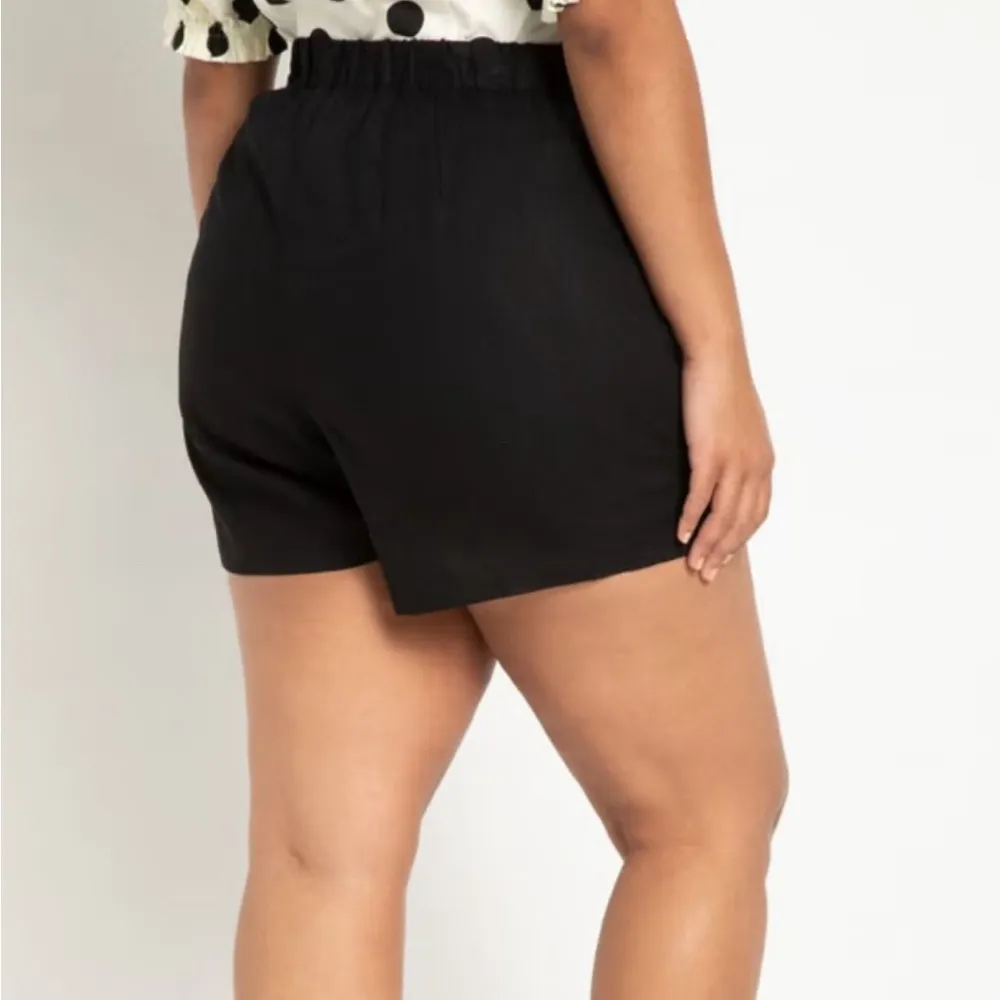 Eloquii Black linen blend wrap front skort - Image 3