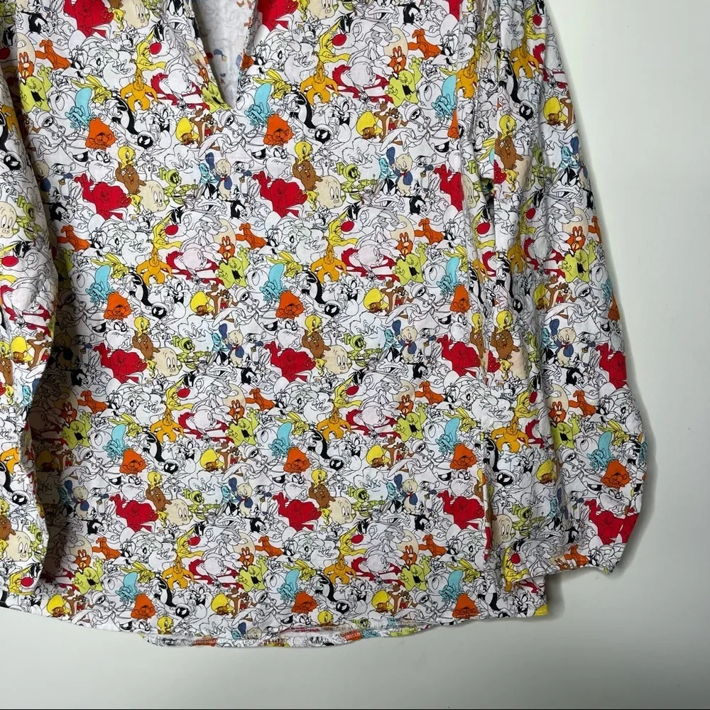 New Handmade Looney Tunes characters print long sleeve shirt relaxed size M - Image 7
