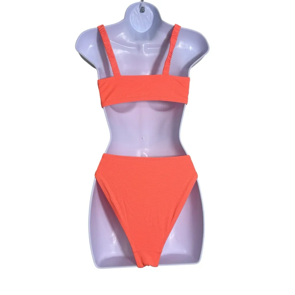 Aeropostale Neon Ruched Scoop-Neck Bikini‎ Top and Cheeky Bottom size M - Image 8