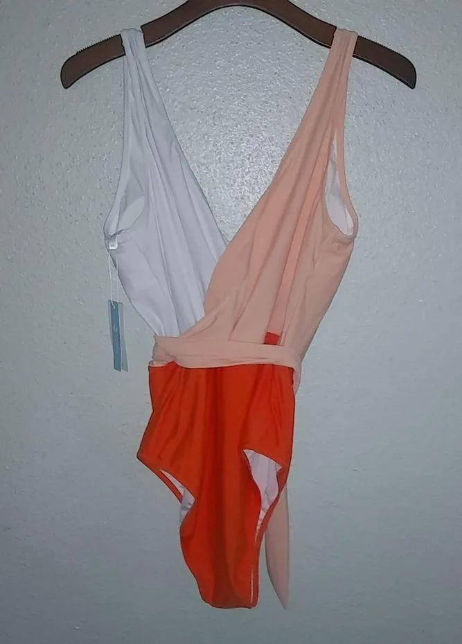 Cupshe XXL New! Cantelope Deep Plunge High Cut One Piece Swim Suit Plus - Image 5