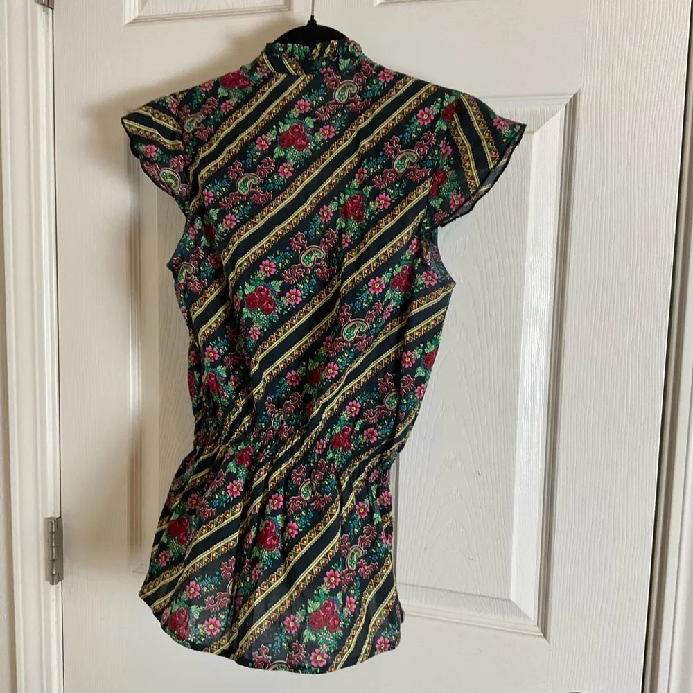 Fire Los Angeles Ruffled Sheer Floral Top size XSMALL - Image 10