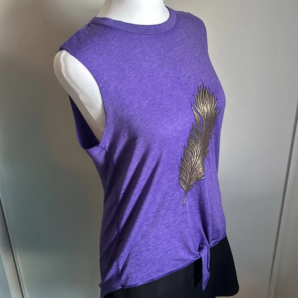 Warrior by Danica Patrick Casual High Low Tie Front Athleisure Muscle T - Image 3