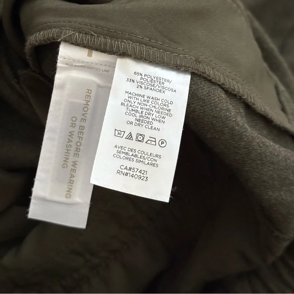 Loft Pull On Tapered Brushed Flannel Ankle Pants | Dark Olive Green | Small - Image 7