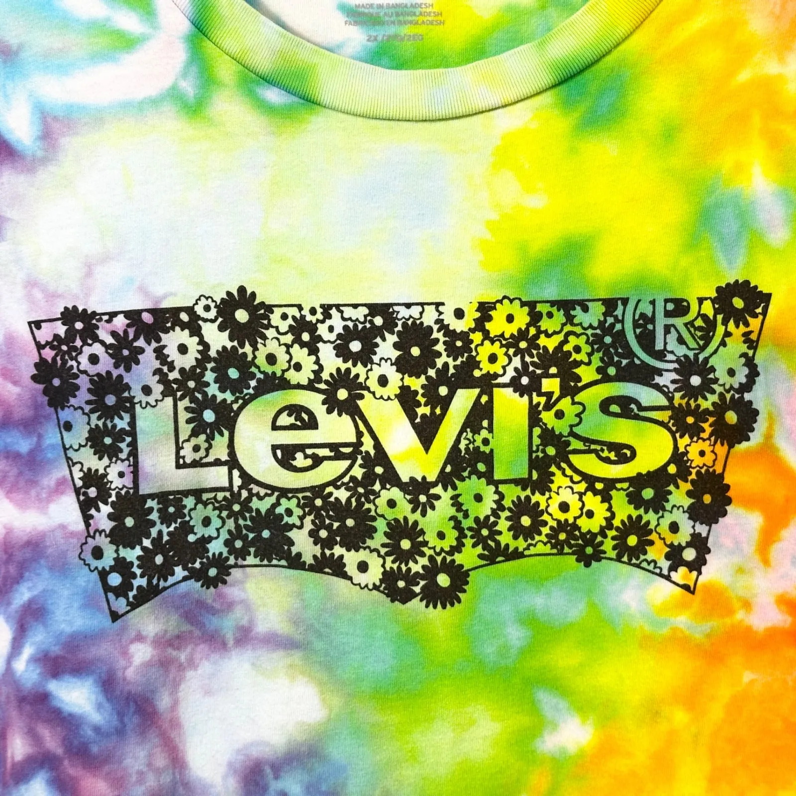 Levi's Plus Size 2X Top Handmade Tie‎ Dye T-Shirt Flower Logo Rainbow 1497 - Image 7