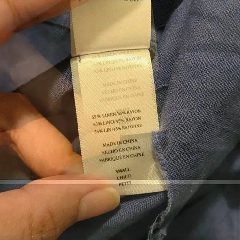 Rails Women's Blue Banks Raw Edge Indigo with Military Patch Button Down Shirt S - Image 8