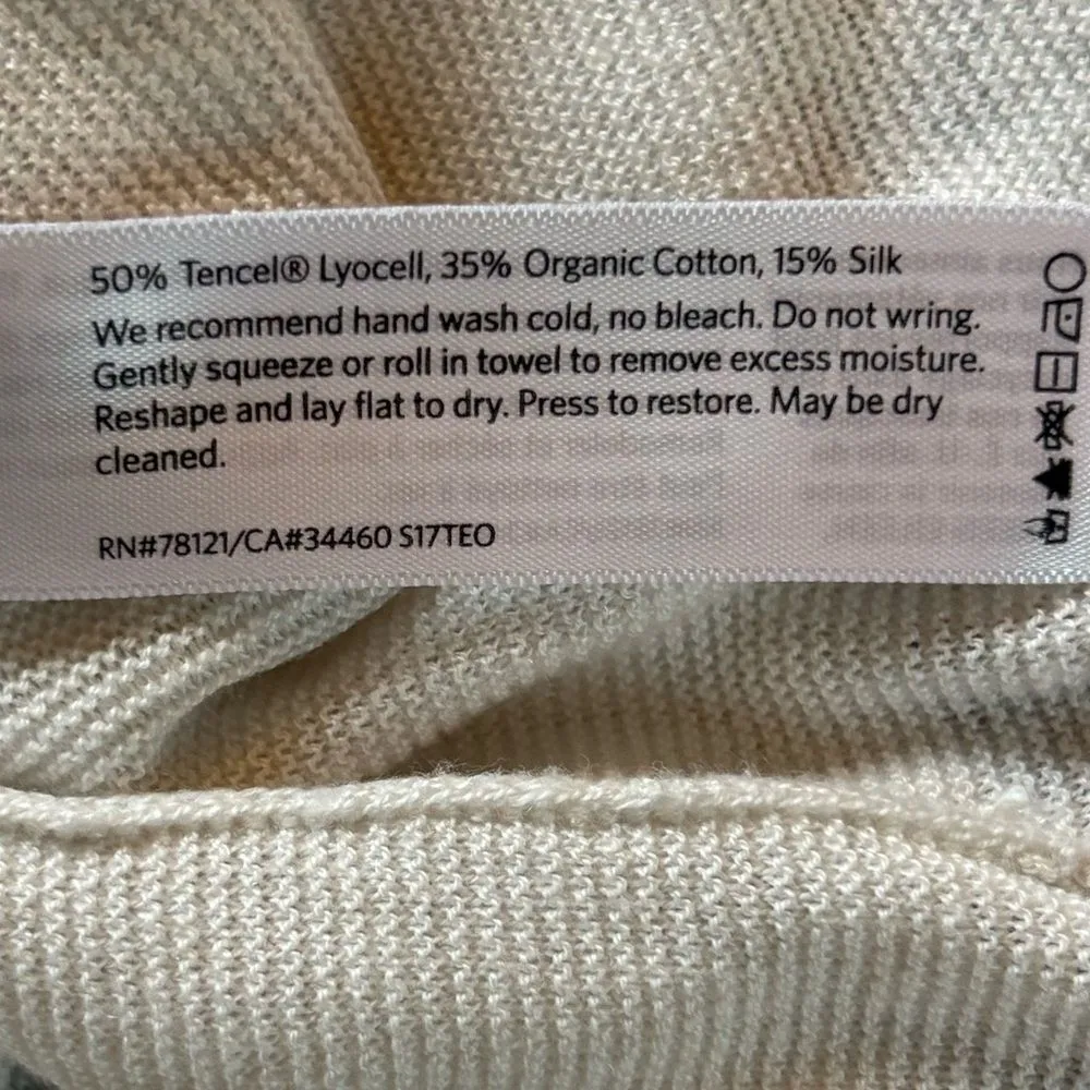 Eileen Fisher Ivory Sweater Top Lightweight Tencel Cotton Silk Womens Medium - Image 7