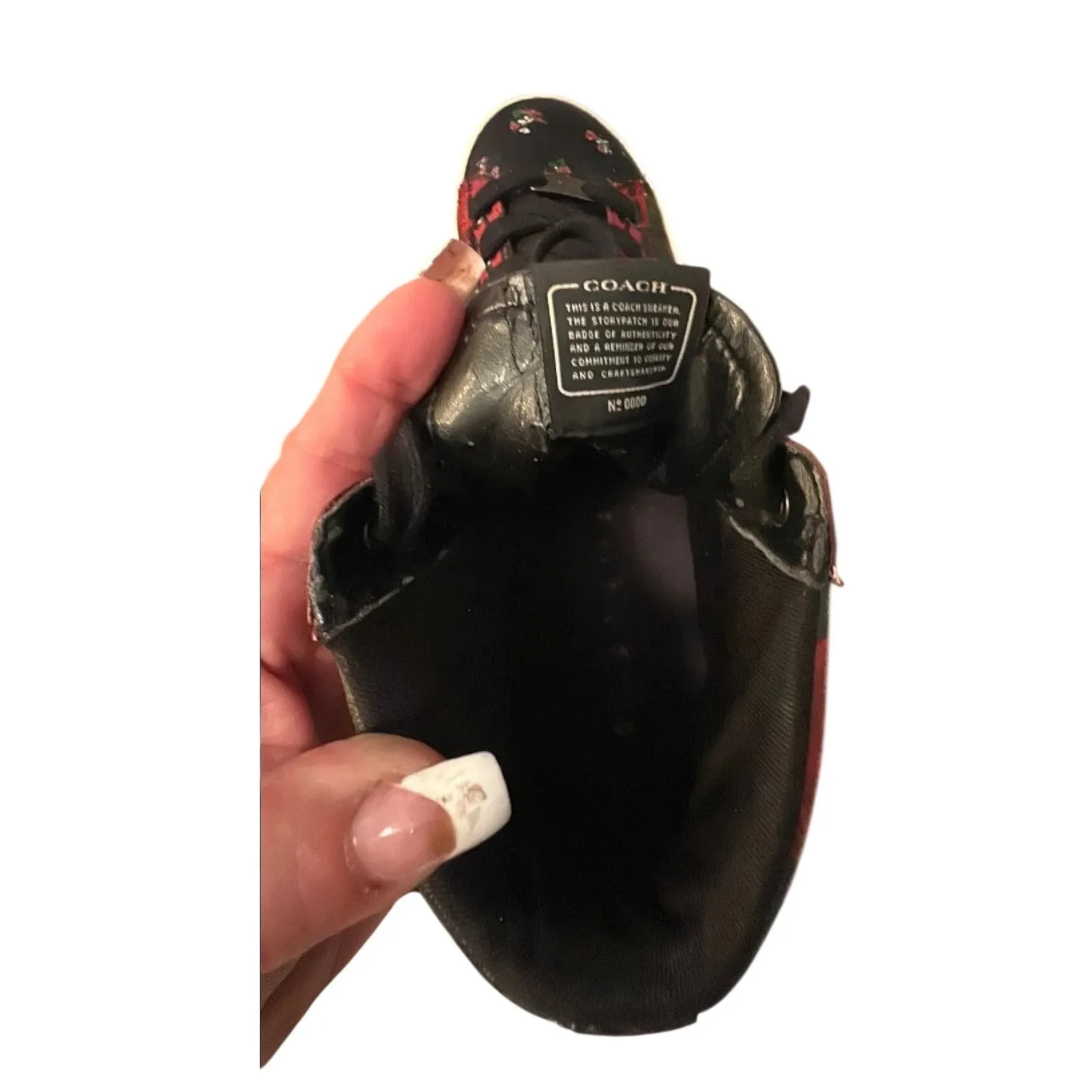 Coach High Top Sneakers Women's Floral Print Leather Lace Up Size 8B - Image 6