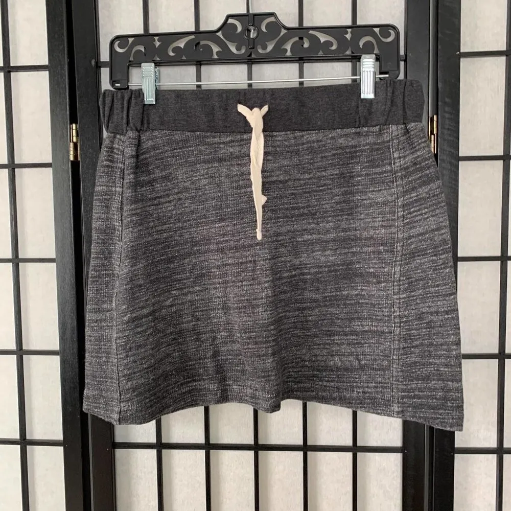LOFT Cotton Drawstring Athleisure Mini Skirt Heather Grey White small - Image 3