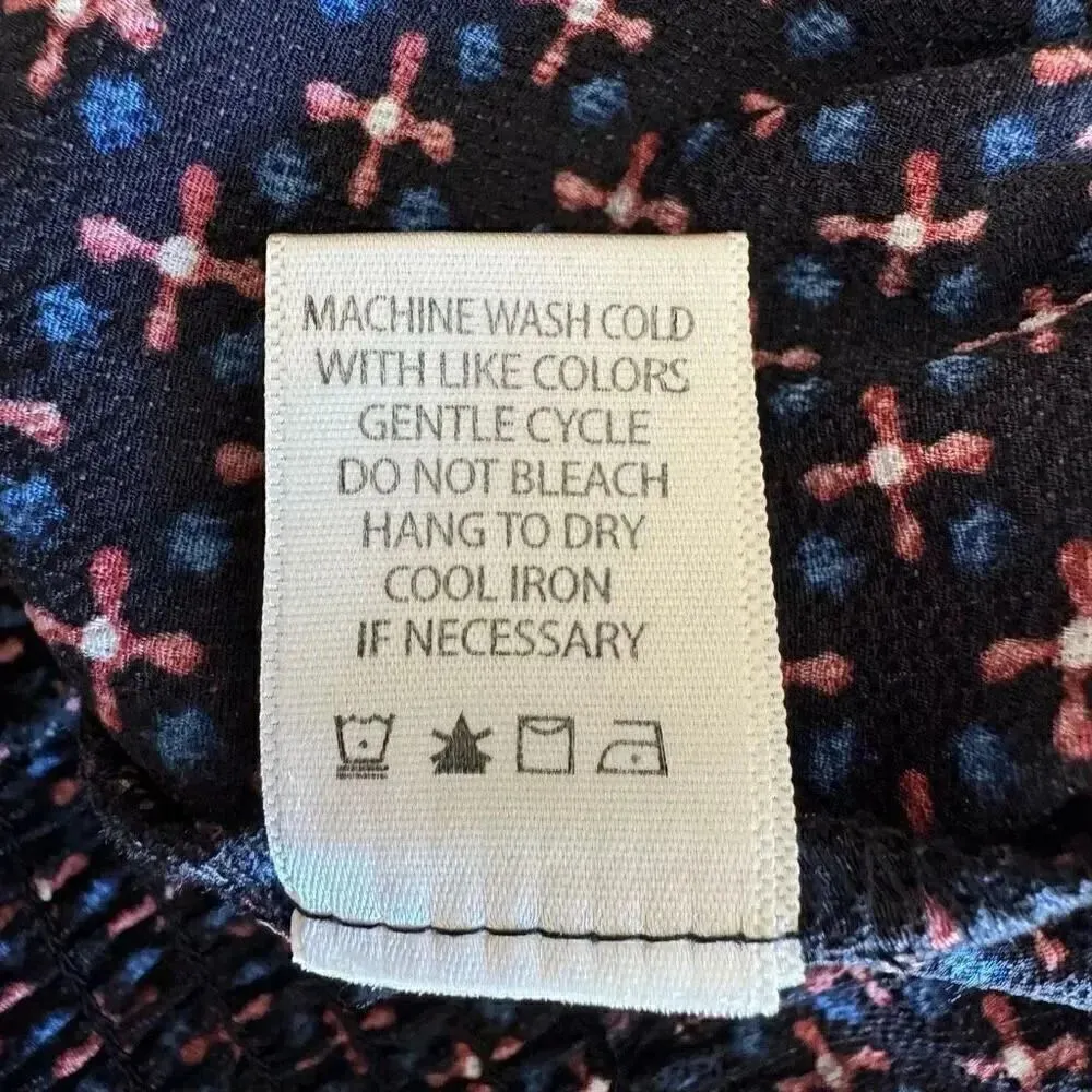 Max Studio Women’s Black Navy Red /Clay Open Daisy Patch  Flutter Sleeve Smocked - Image 12