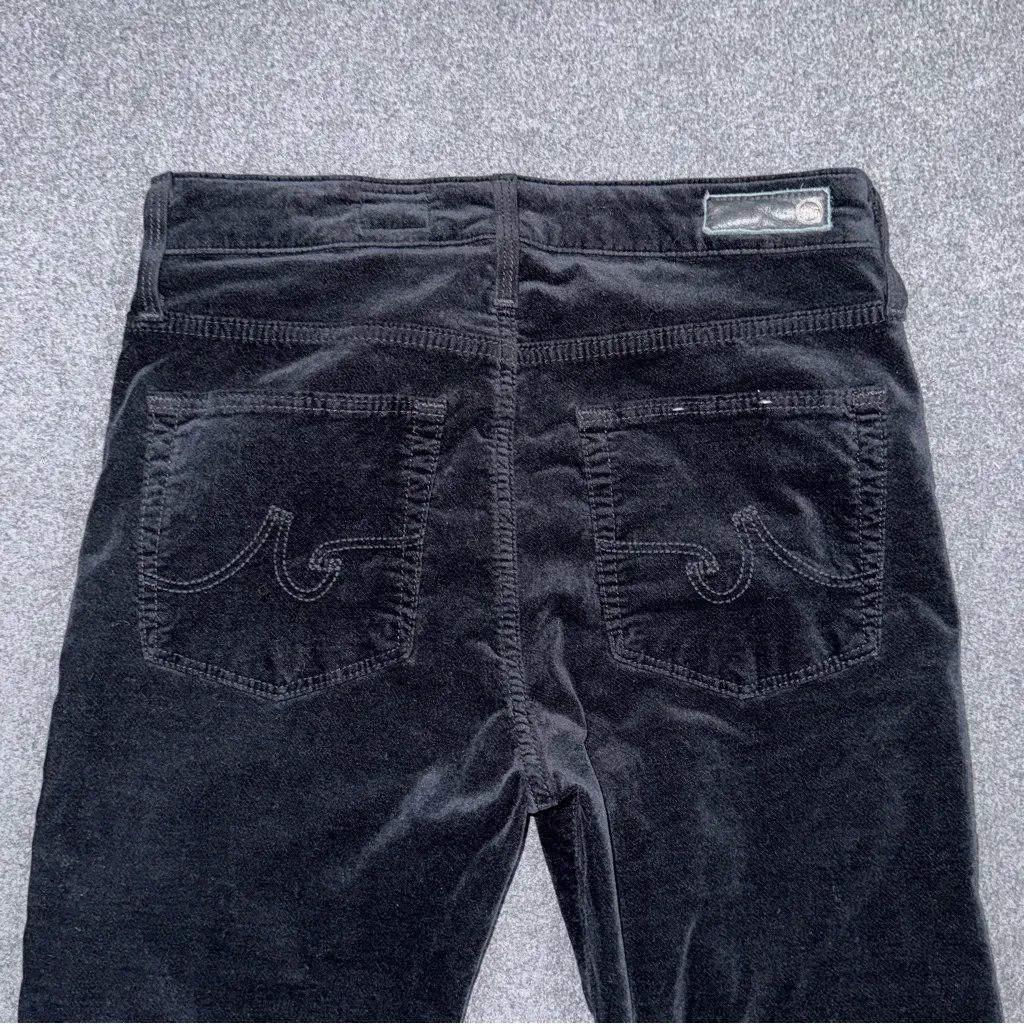AG Jeans Adriano Goldschmied Farrah Skinny Velvet Pants Size 27 Black High Rise - Image 5