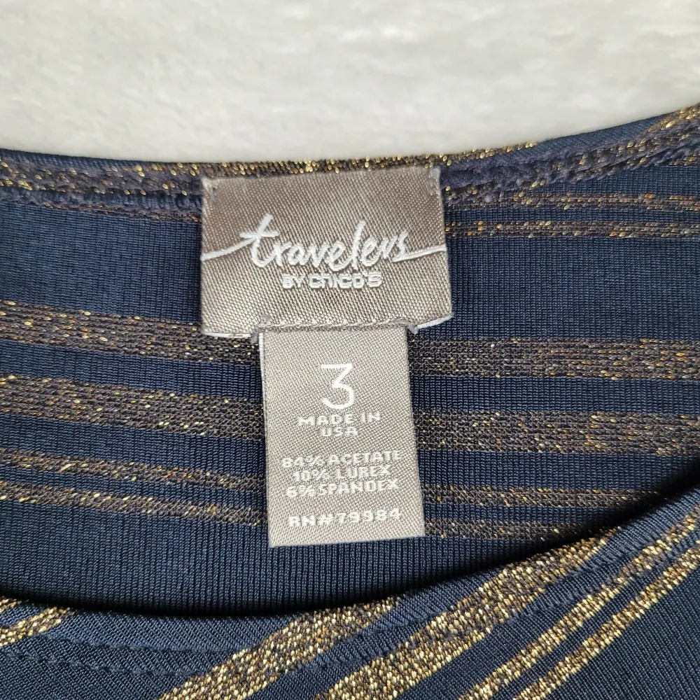 Chico's Travelers Women's Blouse Tunic Top Acetate Size 3 US XL Stretch - Image 3