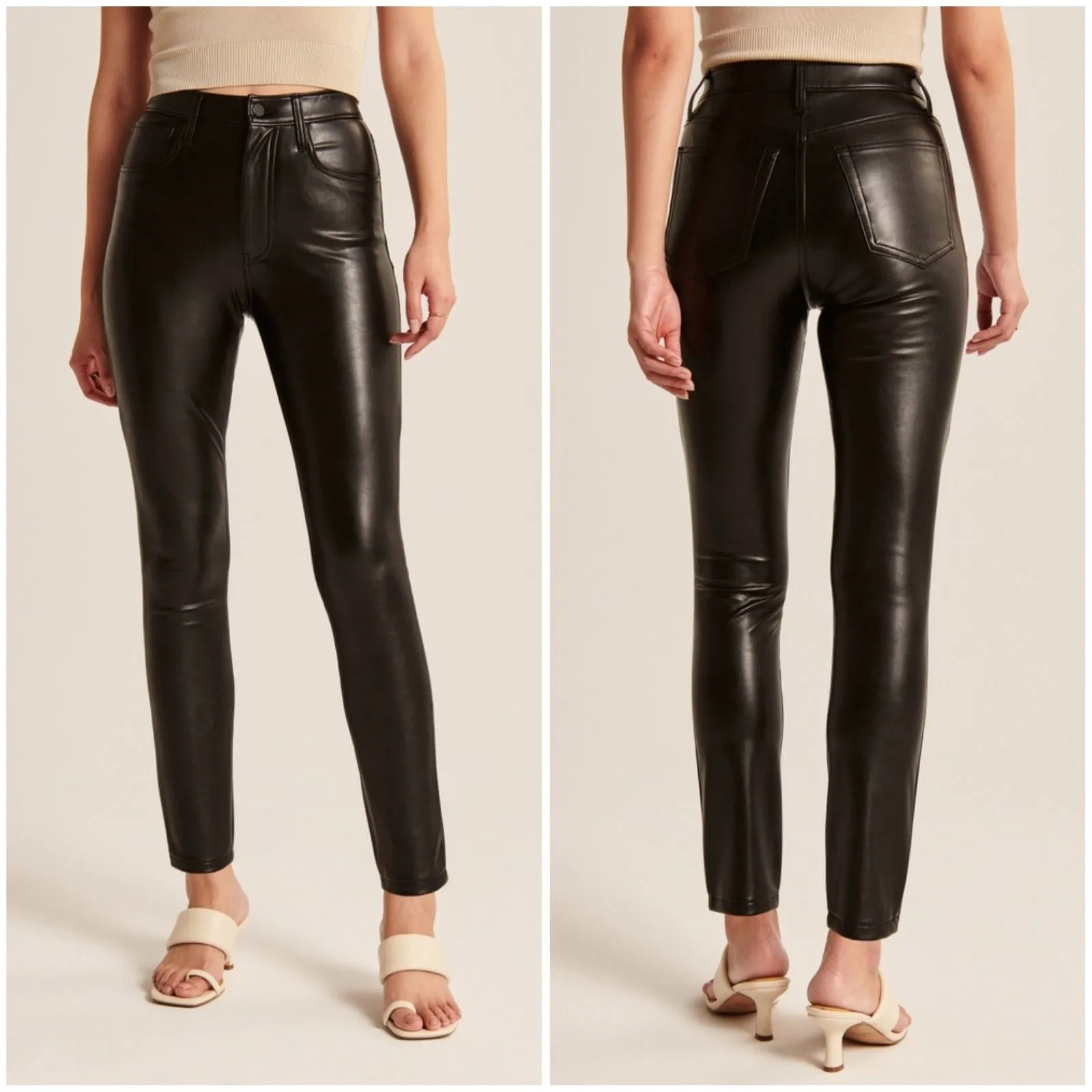 🆕 Abercrombie & Fitch Skinny High Rise Pants in Vegan Leather - Image 4
