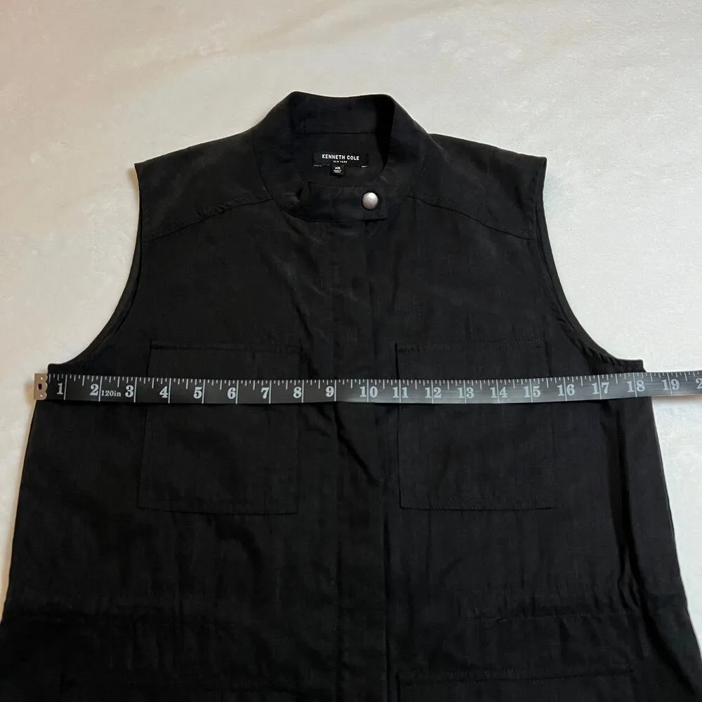 Kenneth Cole Utility Full Zipper Long Line Vest Size XS Minimalist Tencel Casual - Image 8