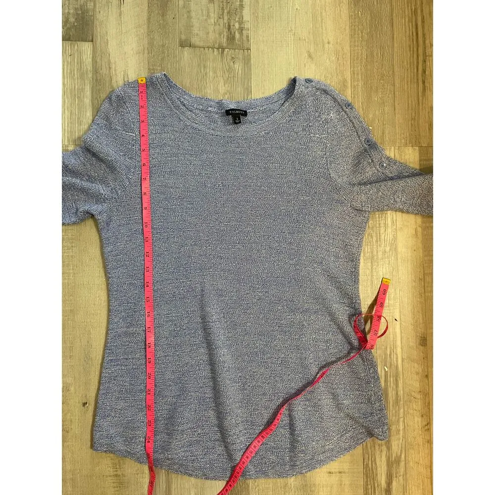 Talbots size Sm. Tweed blue & white with 3/4 sleeve crew neck sweater. - Image 5