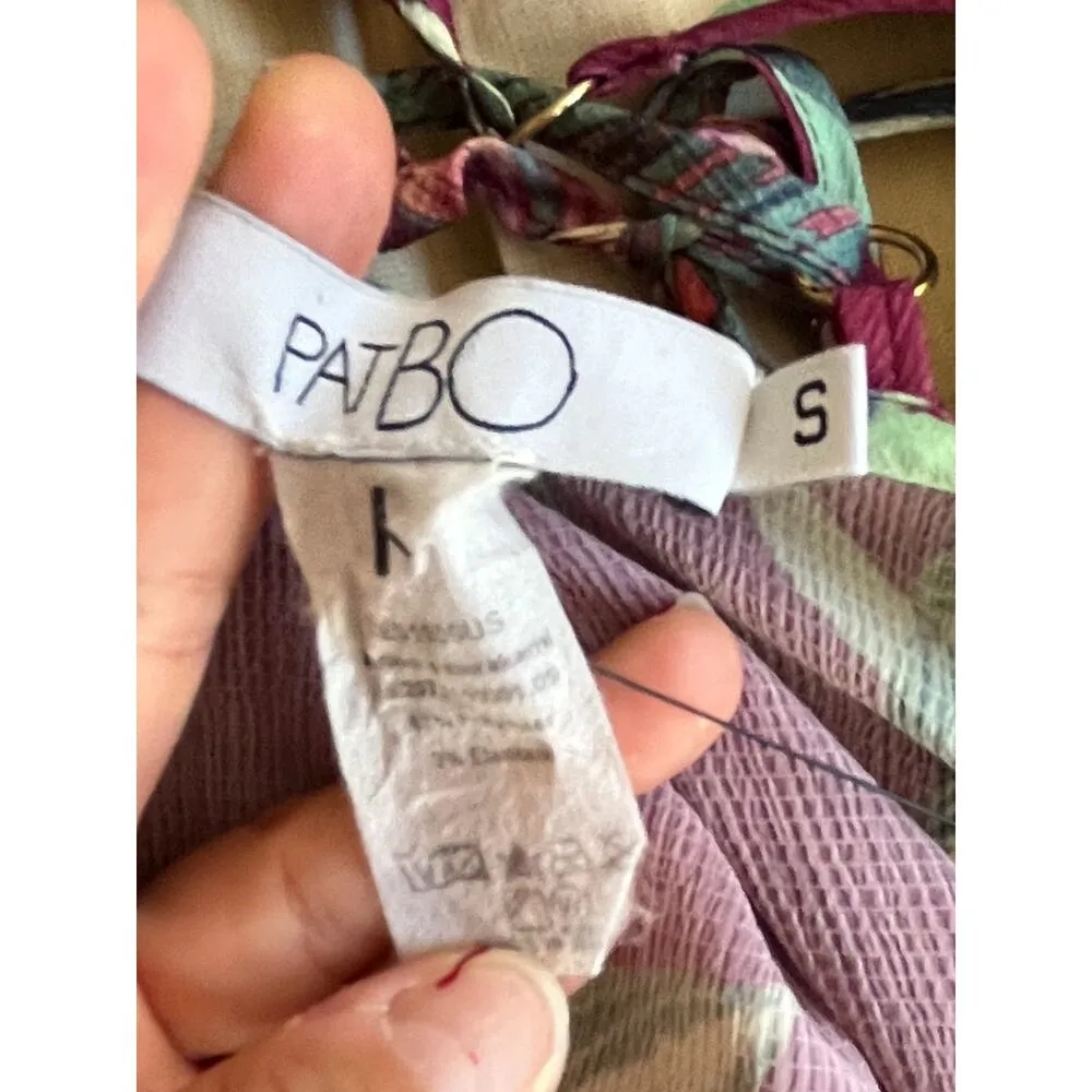 PATBO Tent Dress Red Floral Dress Ruffle Short Sleeves Plungeline Small EUC - Image 7