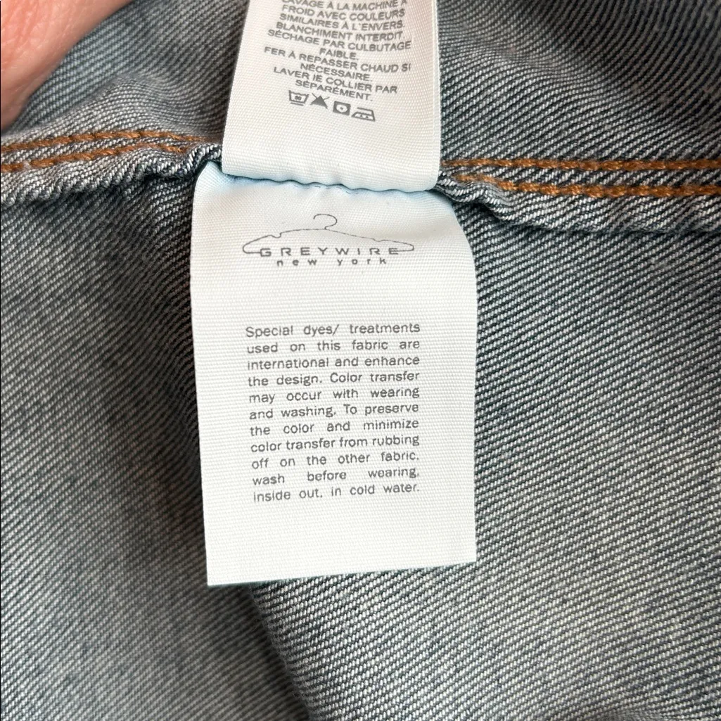 Greywire Sherpa Collar Denim Jacket Dark Wash Fitted Women Size L Blue Size L - Image 8