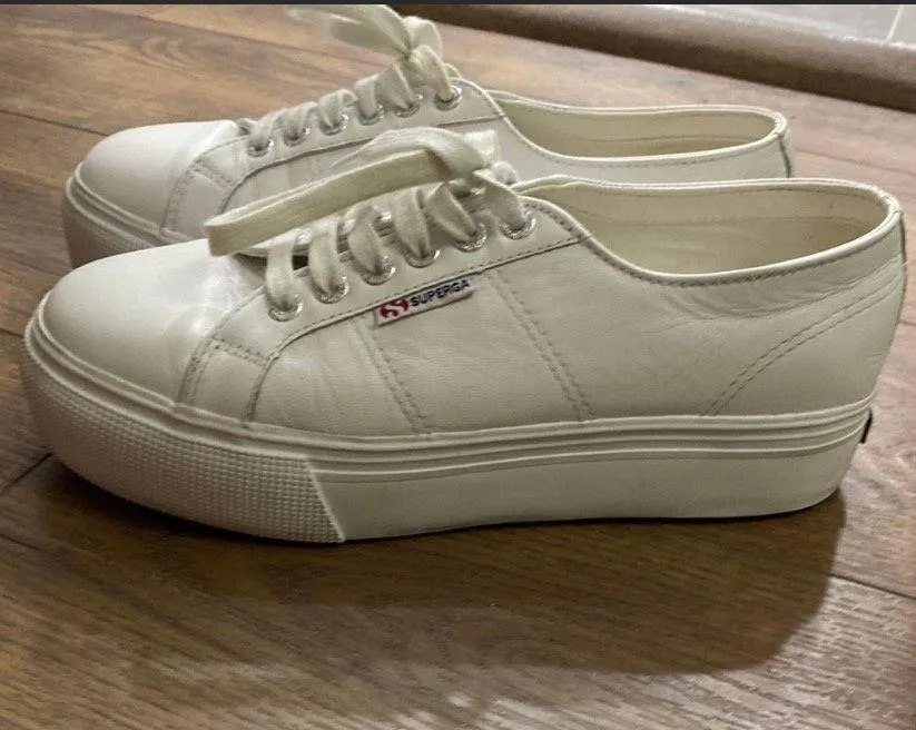 Superga 2790 Nappa White Leather Platform Sneakers - Image 8