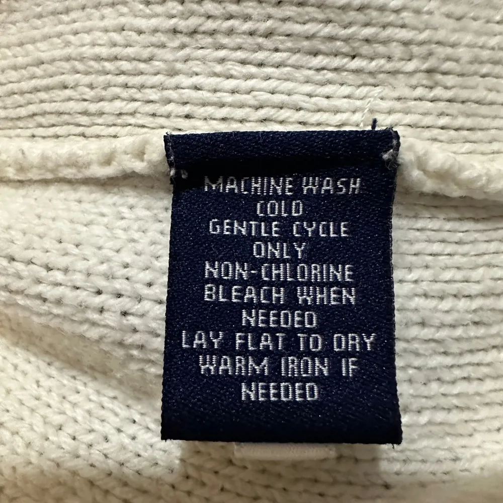 Chaps Classics Ivory Loose Cable Knit Round Neck Sweater Oversized Large - Image 15