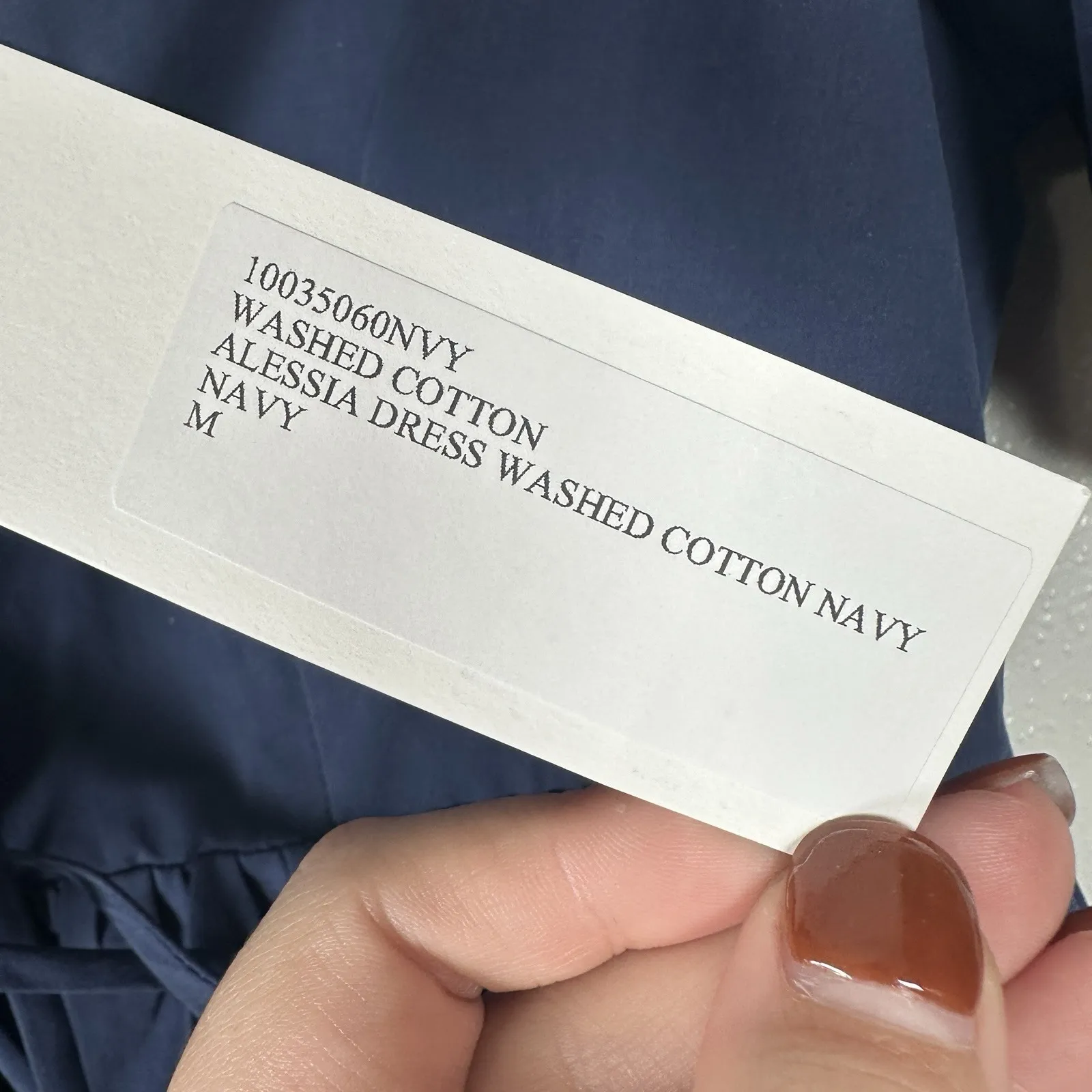 NEW Ciao Lucia Alessia Dress Washed Cotton Navy Blue Sz Medium Midi Puff Sleeve - Image 10