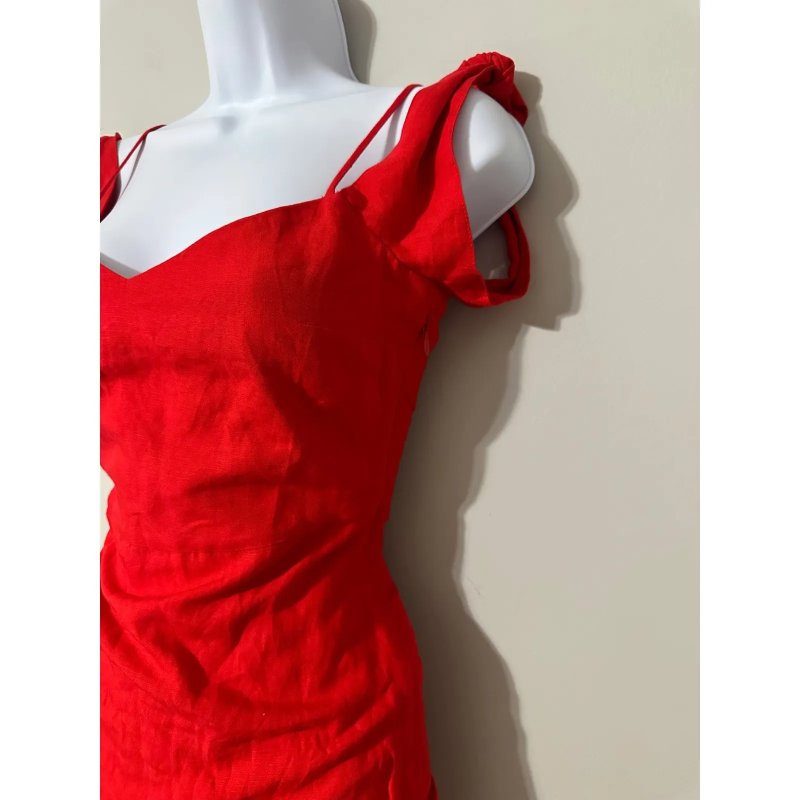 Abercrombie Fitch‎ Red Cold Shoulder Sweetheart Neck Bodycon Dress Sz 00 - Image 4