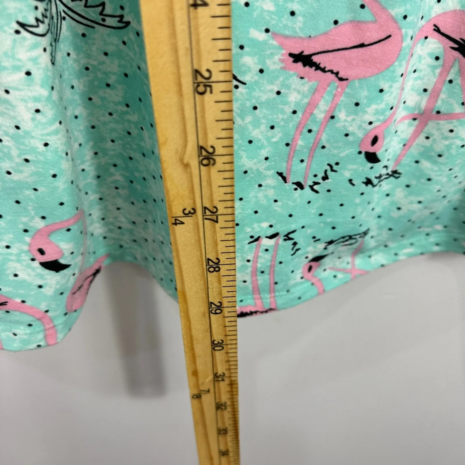 LuLaRoe Tunic Top‎ M Aqua Pink Flamingo Palm Tree Print Summer Retro Whimsical - Image 5