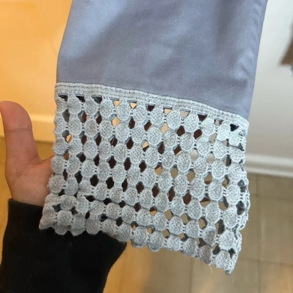 Zara Slate Blue Crochet Ankle Pants - Image 4