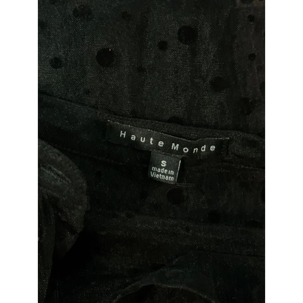 NEW Polka Dot Sheer Black Puff Sleeve Button-Up Blouse By Haute Monde Size S - Image 12