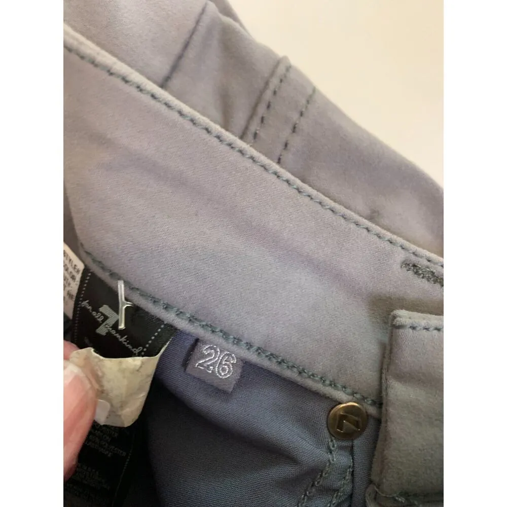 7 for all Mankind Womens 26 Jeans Malhia Kent Metallic Silver Coated Gray Slim - Image 9