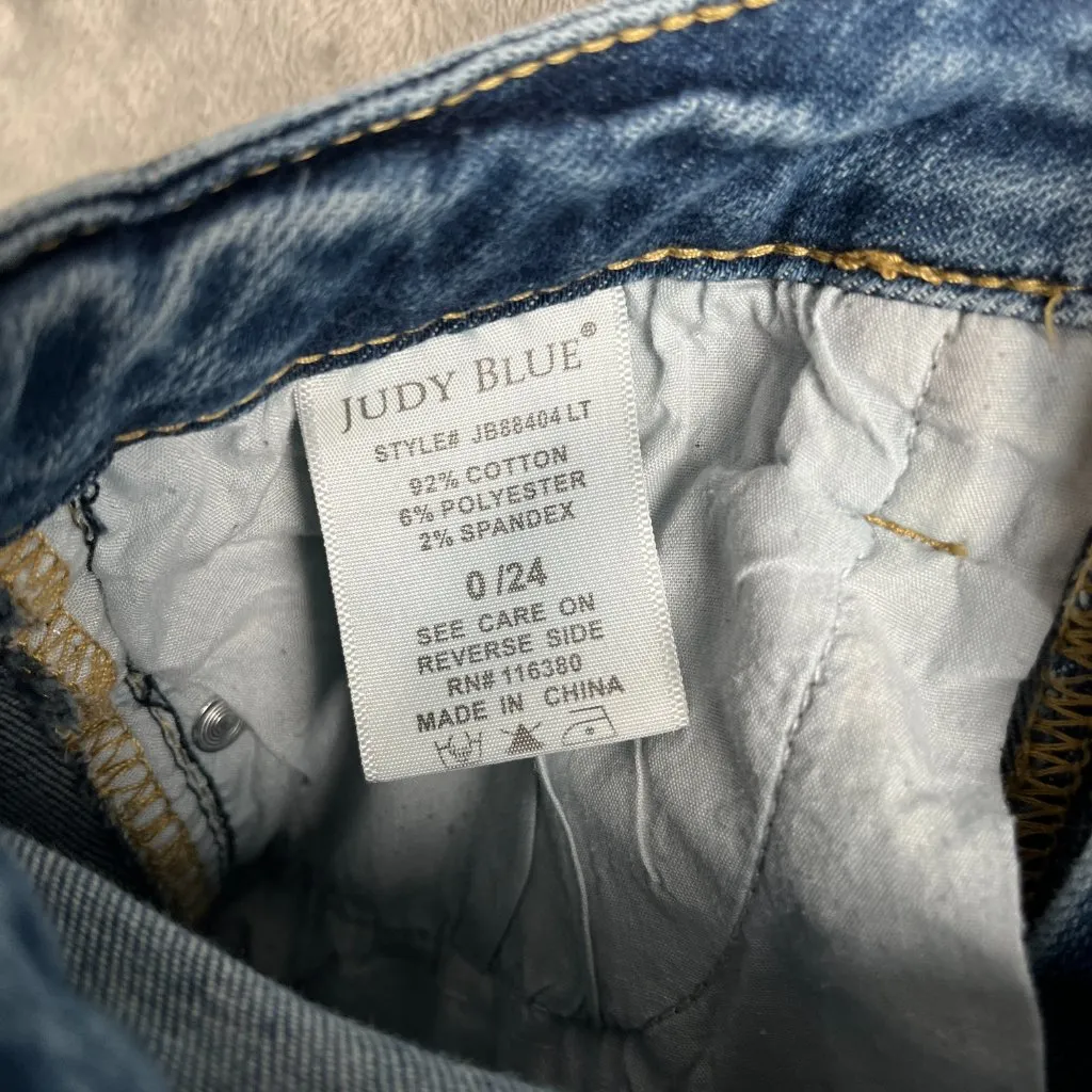 Judy Blue Boyfriend Fit Jeans Women's Size 0/24 Distressed Blue Denim Grunge Y2K - Image 8