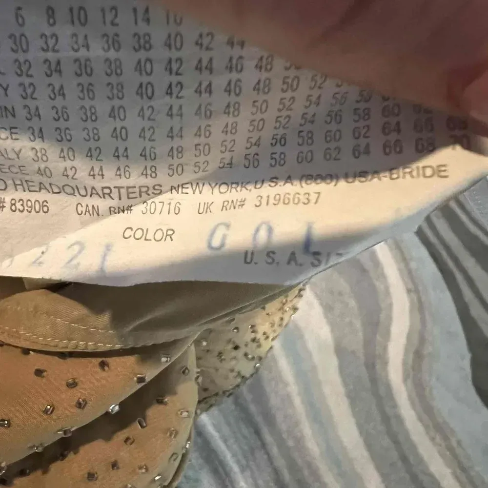 Forever Yours Short Sleeve Embroidered Lace Detail Round Neckline Dress Size 18‎ Gold - Image 7