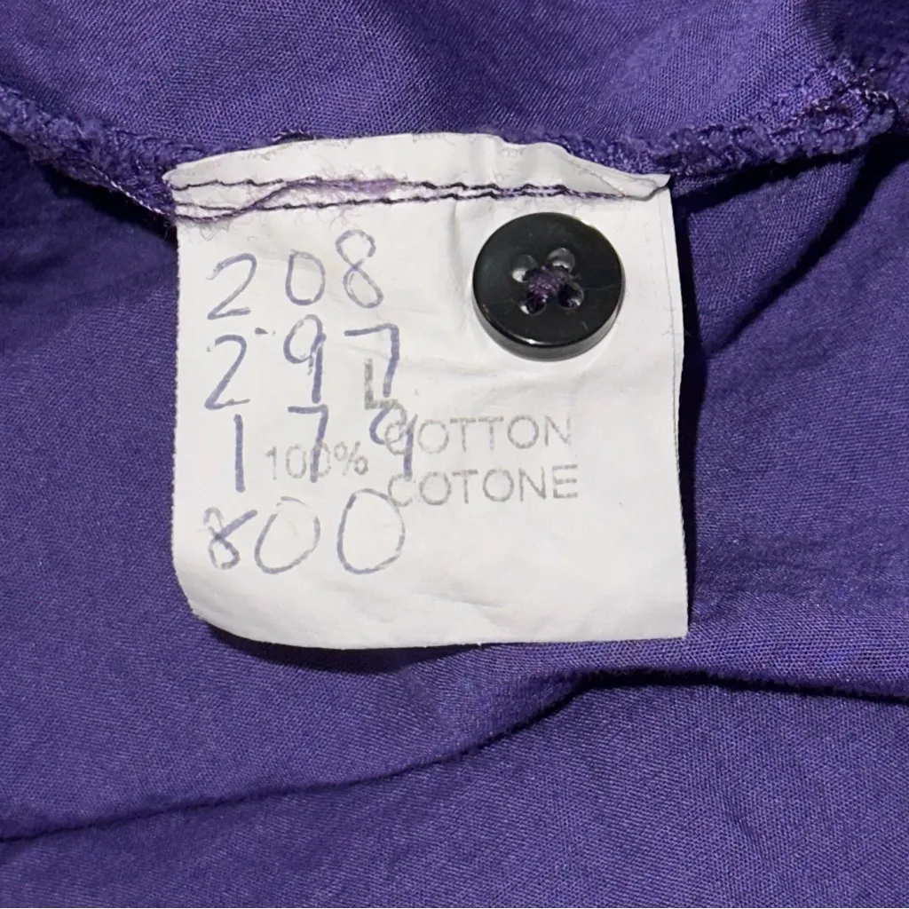 0039 Italy Women’s Sz L Purple Cotton Button Down Long Sleeve Collared Top Shirt Size L - Image 5