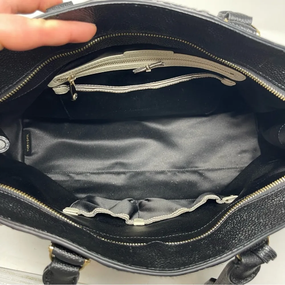 Henri Bendel RARE black Carlyle crock embossed and pony hair satchel - Image 4