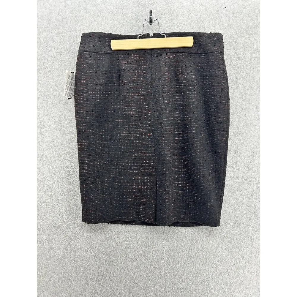 Nine West Women's A Line Skirt Black Red Boucle Tweed Size 12 Knit Wool Blend - Image 10
