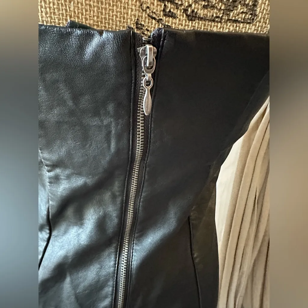 Wild Fable Dress Small Faux Leather Black Short Body Con Spaghetti Strap - Image 6