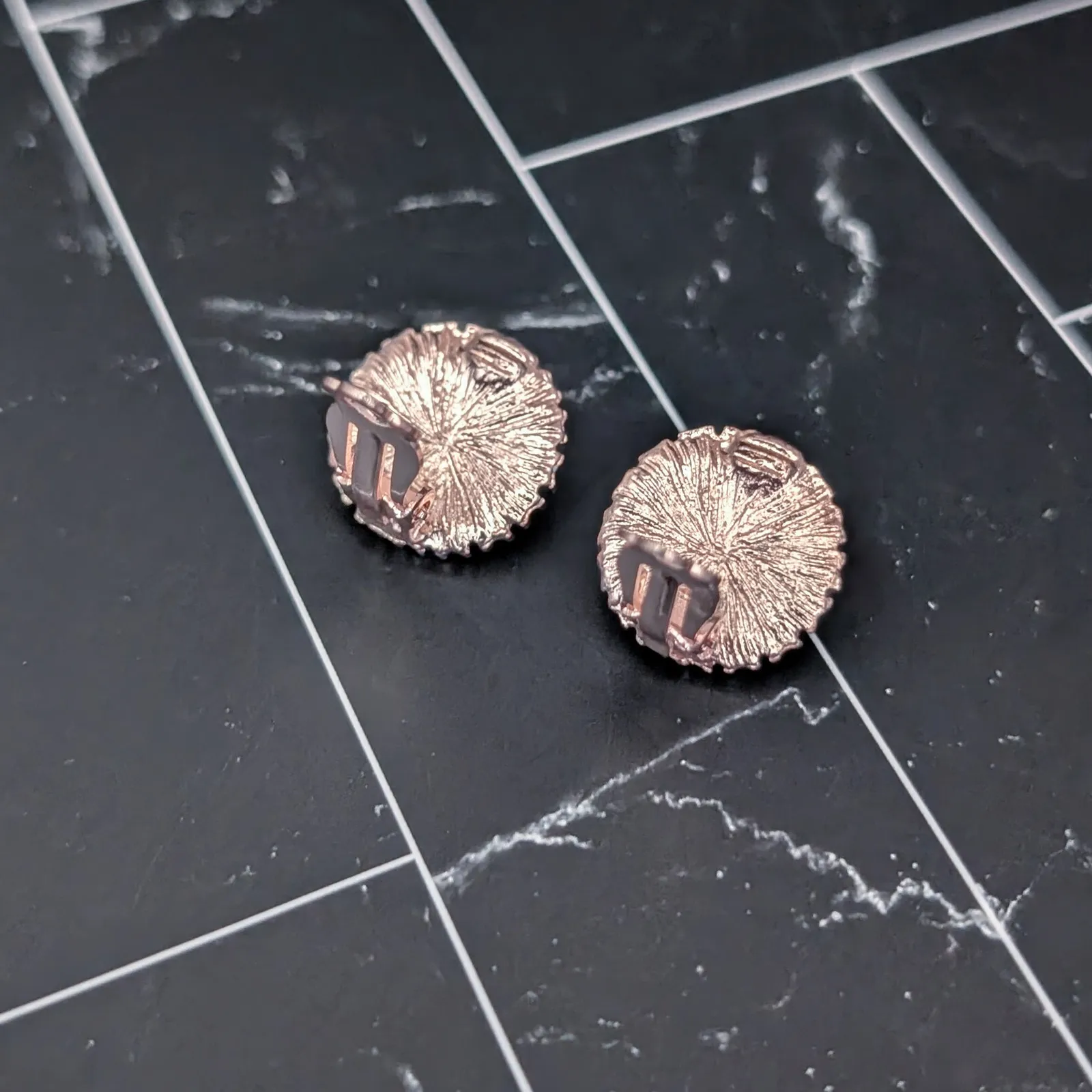 Vintage Clip On Earrings Elegant Rose Gold Tone, Faux Pearl, Clear Gem Halo - Image 4