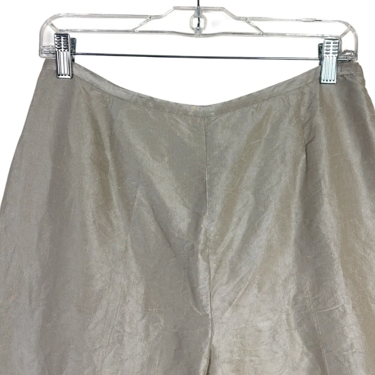 Vtg Valerie Stevens Sz 12 Tan High Rise Tapered 100% Silk Pants Tailored - Image 6