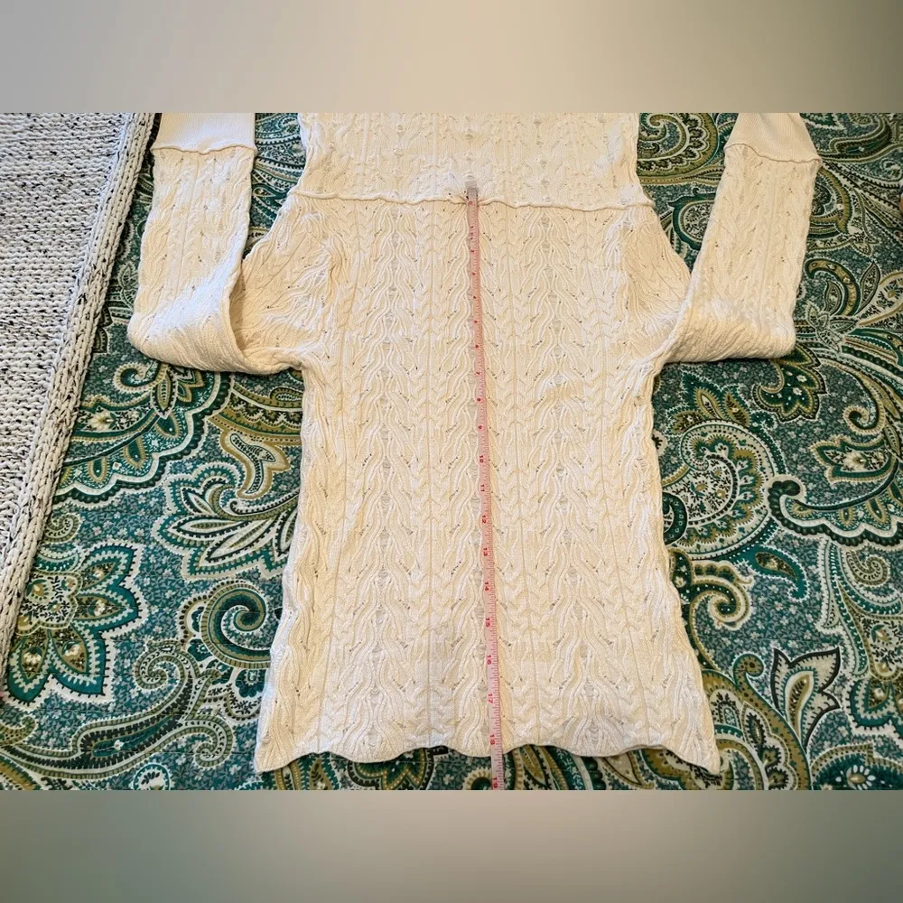 Free People Cowl Neck Sweater Knit Top in Sugar Swirl Cream Size XS NWT - Image 5