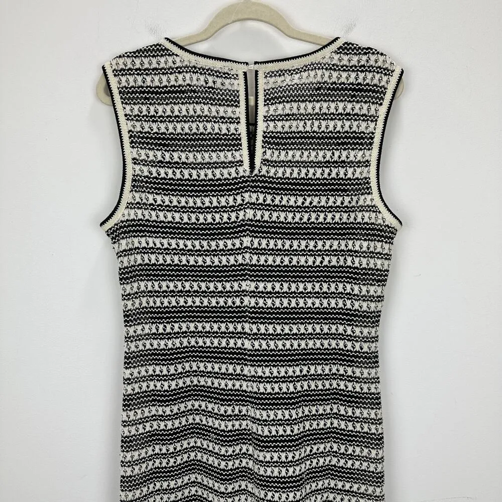 J.Crew Collection Crochet Midi Dress Striped Ivory Black Fringe Resort M NWT - Image 11