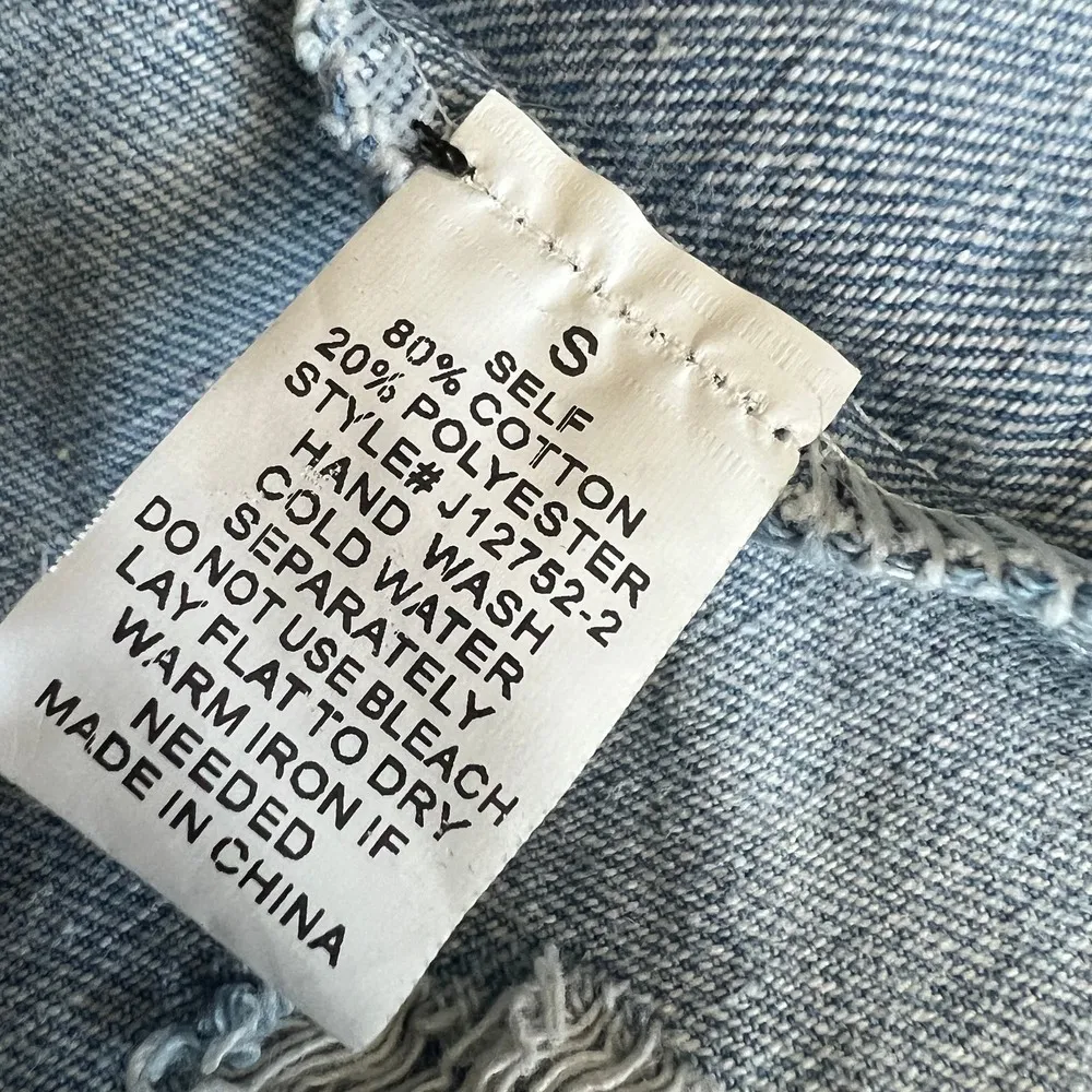 Blue B Collection Denim Jacket Teens Size Small Cropped Blue Distressed - Image 7