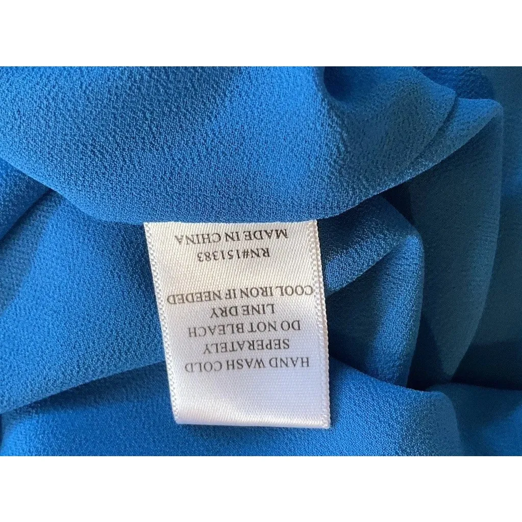 Current Air Los Angeles Blue Frond Palm Ruffle Pleated Mini Dress Sz Medium‎ - Image 10